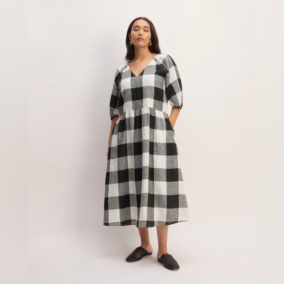 Everlane The Linen Oversized Puff Sleeve - Gingham (S) - Picture 5 of 13